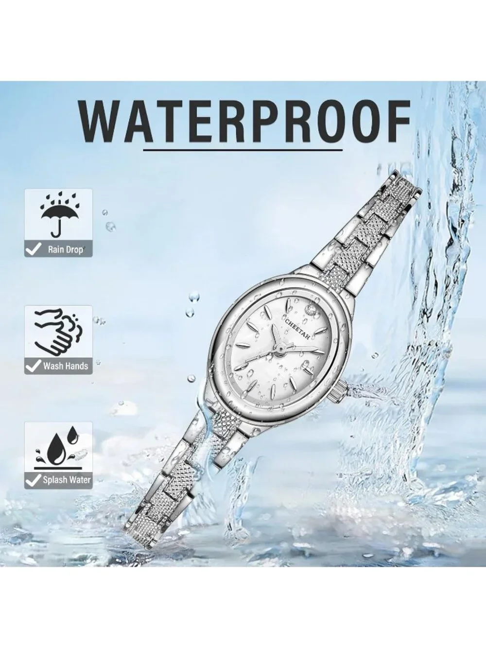 Women's Silver White Classic Retro Bracelet Oval Case and Minimalist Dial Watch